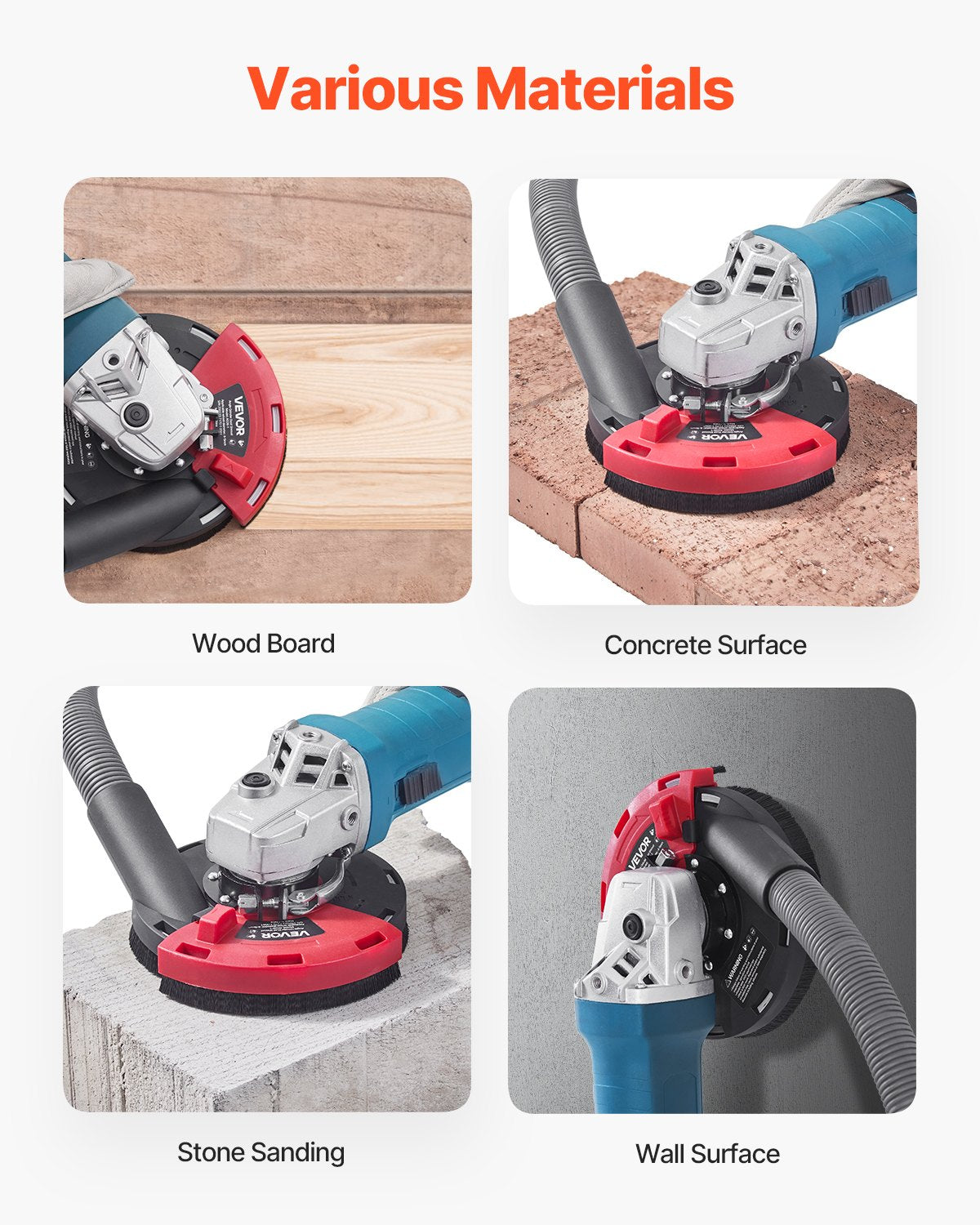 Grinding Dust Shroud for Angle Grinder, Universal 4-5 in, Surface Grinder Dust Shroud with 6 Clamping Washers & 5 in Diamond Grinding Cup Wheel, Connect to Vacuum Cleaner, for Wood Concrete Wall