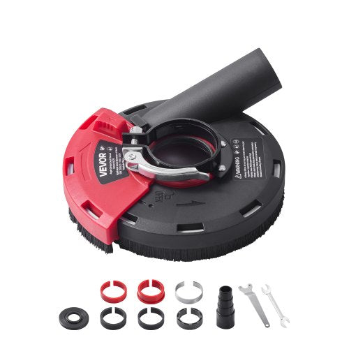 Grinding Dust Shroud for Angle Grinder, Universal 4-5 in, Surface Grinder Dust Shroud with 6 Clamping Washers, Connect to Vacuum Cleaner, Suitable for Grinding Wood Concrete Wall Stone