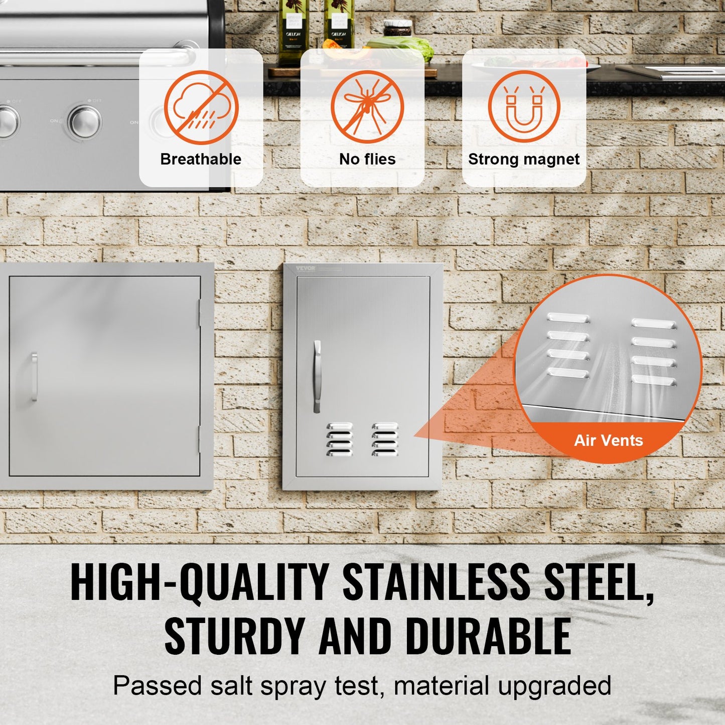 356x508 mm Grillinsel-Zugangstür Außenküchentür Edelstahl