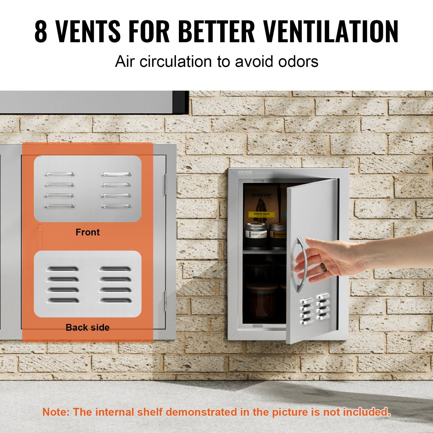 356x508 mm Grillinsel-Zugangstür Außenküchentür Edelstahl