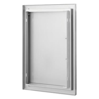 Grillzugangstür, 407 x 559 mm, einzelne Außenküchentür, Einbautür aus Edelstahl, vertikale Wandtür mit Griff, für Grillinsel, Grillstation, Außenschrank