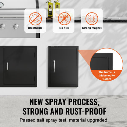 Grillzugangstür, 415 x 570 mm, einzelne Außenküchentür, Kaltplatten-Einbautür, vertikale Wandtür mit Griff, für Grillinsel, Grillstation, Außenschrank