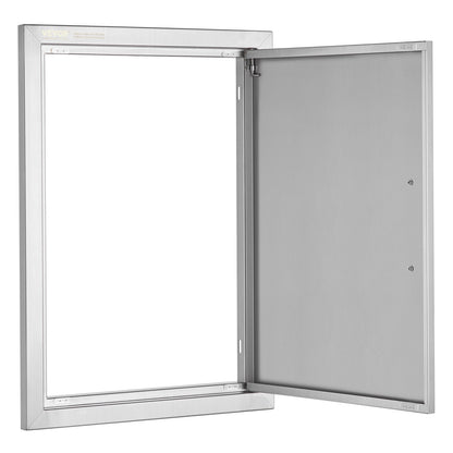 Grillzugangstür, 457 x 610 mm, einzelne Außenküchentür, Edelstahl-Einbautür, vertikale Wandtür mit Griff, für Grillinsel, Grillstation, Außenschrank