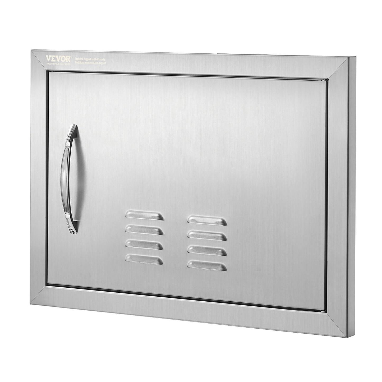 BBQ-åtkomstdörr, 508x356 mm enkel utomhusköksdörr, infälld dörr i rostfritt stål, vertikal väggdörr med handtag och ventiler, för BBQ Island, grillstation, ytterskåp