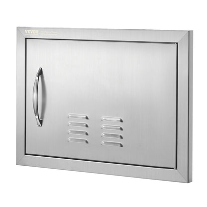 BBQ-åtkomstdörr, 508x356 mm enkel utomhusköksdörr, infälld dörr i rostfritt stål, vertikal väggdörr med handtag och ventiler, för BBQ Island, grillstation, ytterskåp