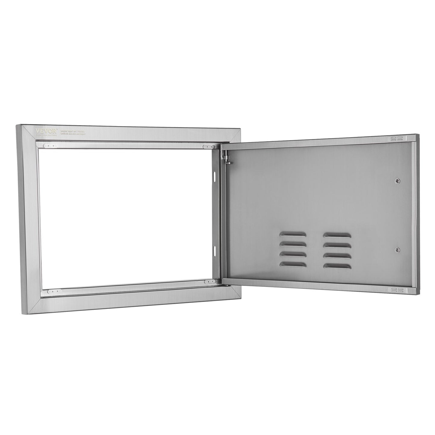 BBQ-åtkomstdörr, 508x356 mm enkel utomhusköksdörr, infälld dörr i rostfritt stål, vertikal väggdörr med handtag och ventiler, för BBQ Island, grillstation, ytterskåp