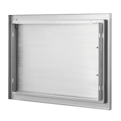 BBQ-åtkomstdörr, 610x432 mm enkel utomhusköksdörr, infälld dörr i rostfritt stål, vertikal väggdörr med handtag, för BBQ Island, grillstation, ytterskåp