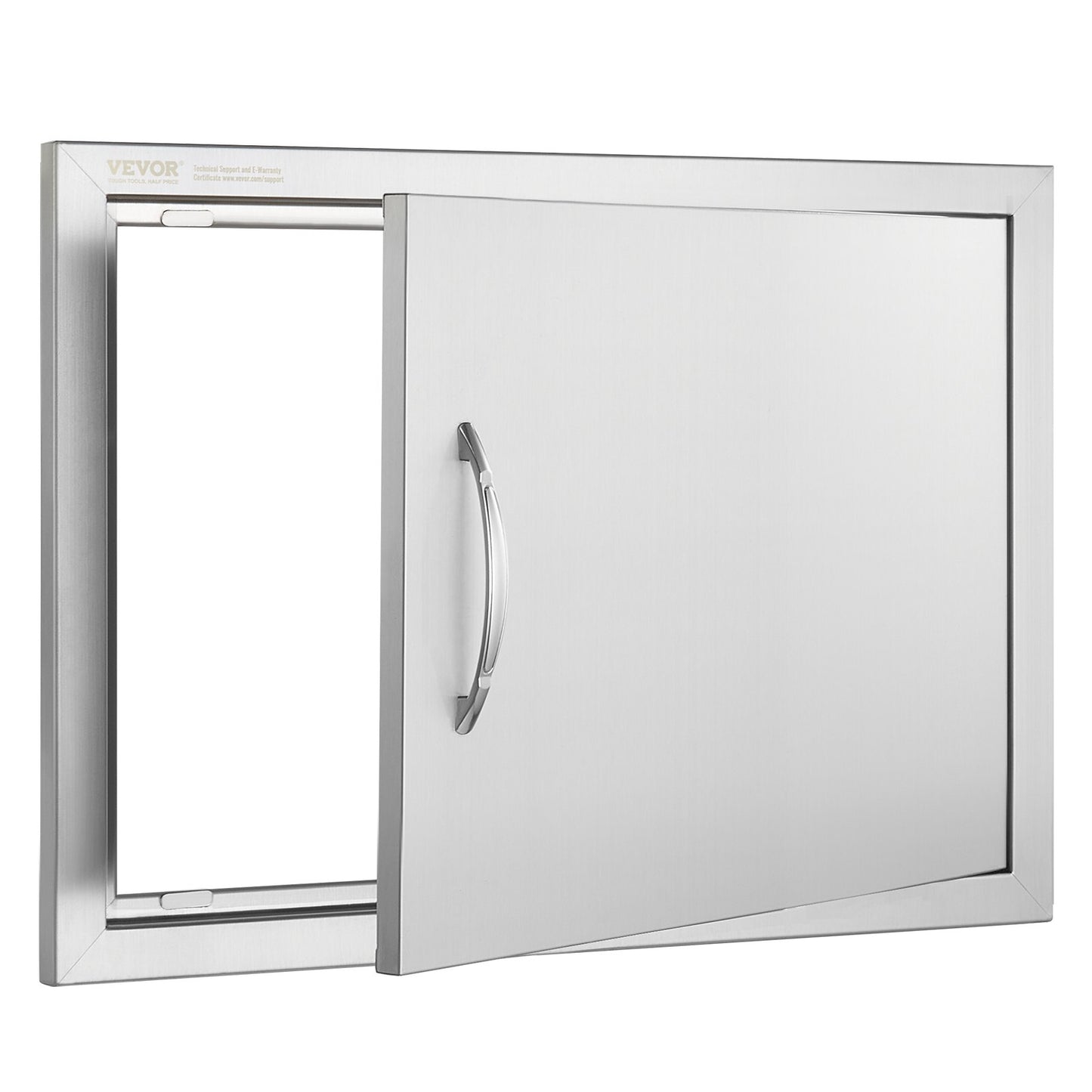 BBQ-åtkomstdörr, 610x432 mm enkel utomhusköksdörr, infälld dörr i rostfritt stål, vertikal väggdörr med handtag, för BBQ Island, grillstation, ytterskåp