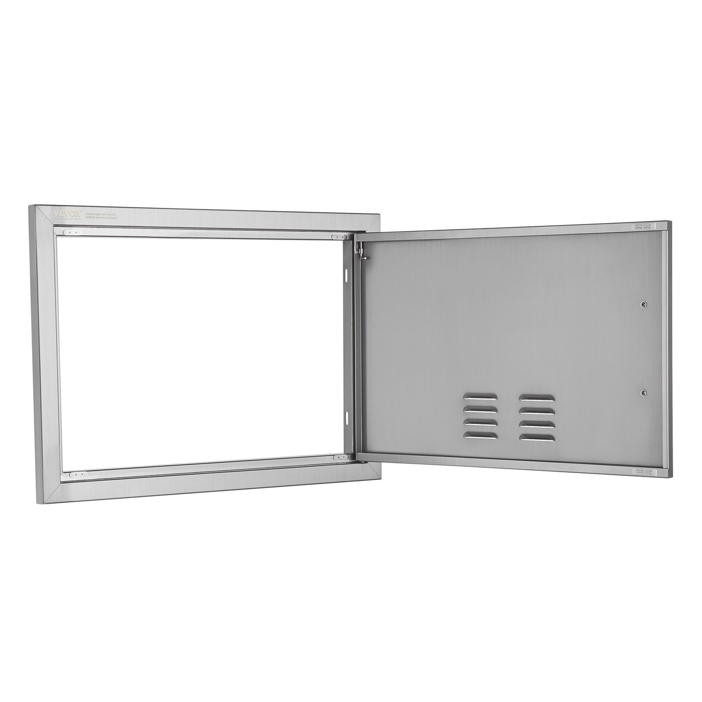 Grillzugangstür, 610x432 mm einzelne Außenküchentür, Edelstahl-Einbautür, vertikale Wandtür mit Griff und Lüftungsschlitzen, für Grillinsel, Grillstation, Außenschrank