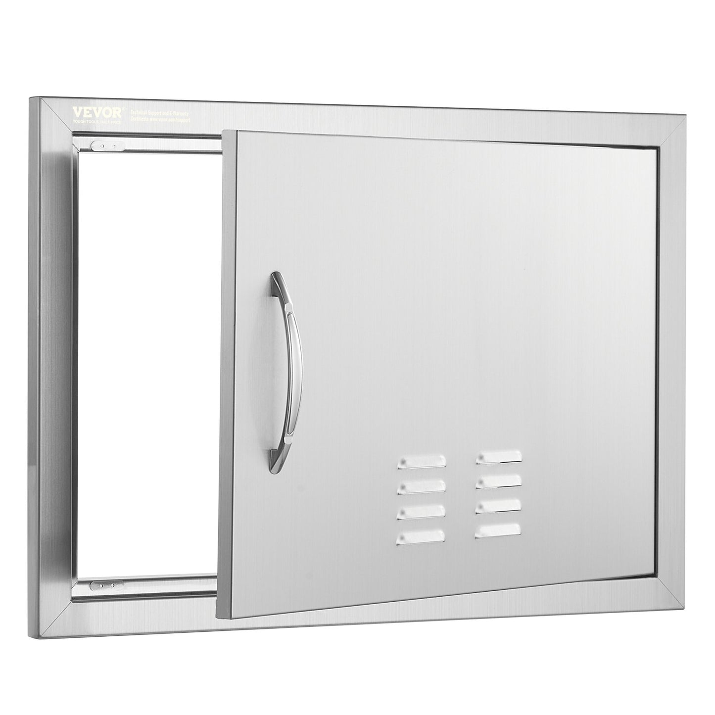 Grillzugangstür, 610x432 mm einzelne Außenküchentür, Edelstahl-Einbautür, vertikale Wandtür mit Griff und Lüftungsschlitzen, für Grillinsel, Grillstation, Außenschrank