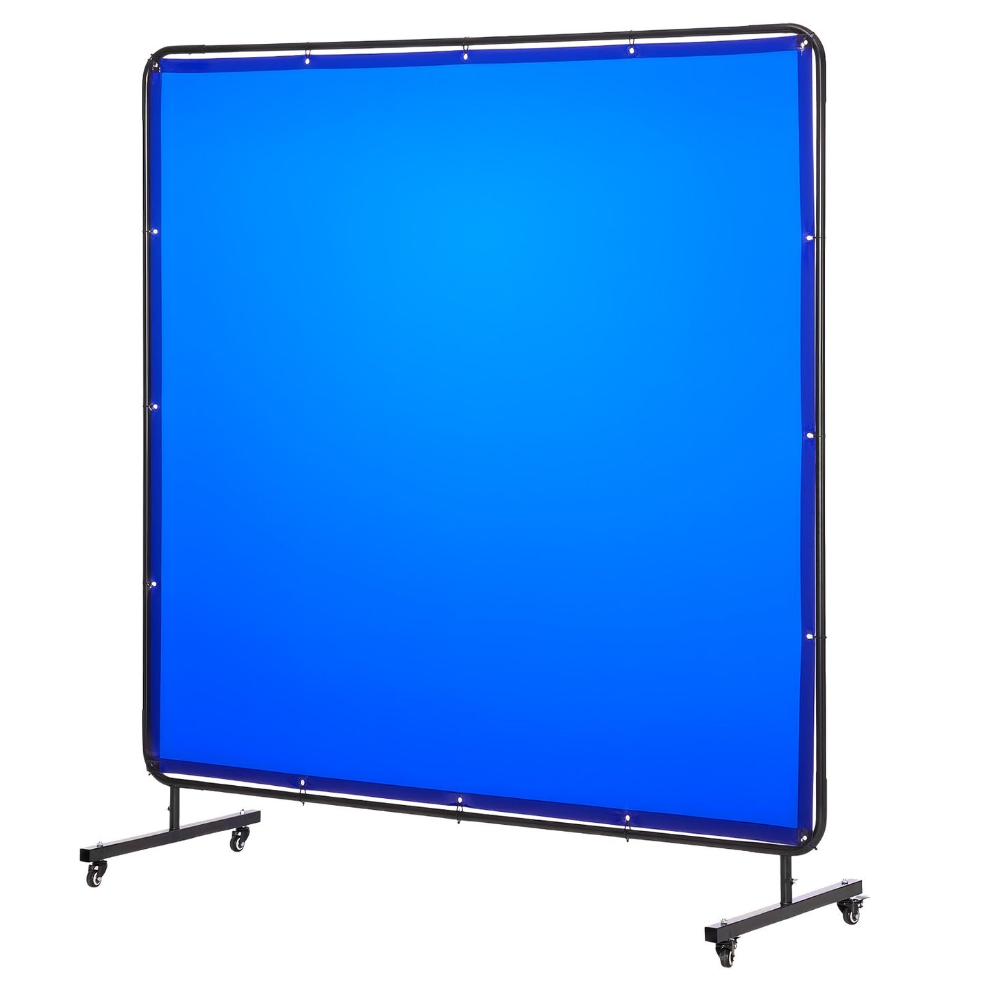 Welding Screen with Frame, 6 x 6 FT Welding Curtain Screen, Flame-Resistant Vinyl Safety Protection Screens with Lockable Swivel Wheels & 6-Level UV Protection for Workshop/Industrial Use, Blue
