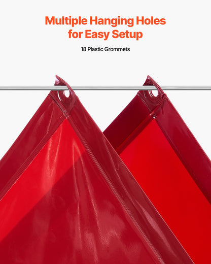 2PCS Welding Curtains, 6 x 8FT Welding Screen Curtain, Flame-Resistant Vinyl Safety Protective Screen with 6-Level UV Protection & Hanging Holes, Portable for Workshop/Industrial Use, Red