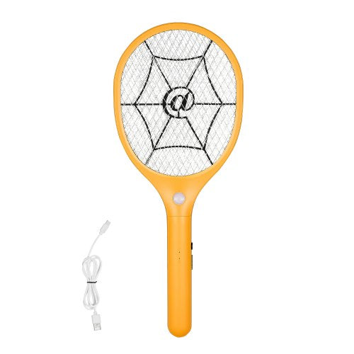 Electric Fly Swatter, Zapper Racket with 3 Layers Mesh, Powerful Fly Killer Indoor & Outdoor with 500mAh Battery Rechargeable for Home, Bedroom, Kitchen and Patio, Yellow & Black