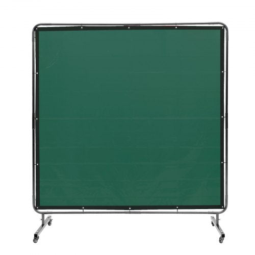 Welding Screen with Frame, 6' x 6' Welding Curtain Screen, Flame-Resistant Vinyl Welding Protection Screen on 4 Swivel Wheels (2 Lockable), Moveable & Professional for Workshop/Industrial, Green