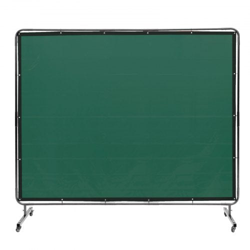 Welding Screen with Frame, 6' x 8' Welding Curtain Screen, Flame-Resistant Vinyl Welding Protection Screen on 4 Swivel Wheels (2 Lockable), Moveable & Professional for Workshop/Industrial, Green