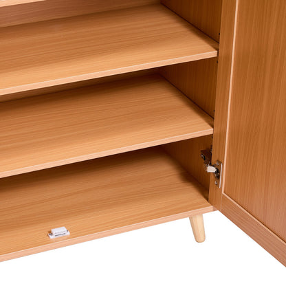 Rattan-Schuhschrank, 5 Ebenen, Schuh-Organizer, 2 Türen und verstellbare Regale