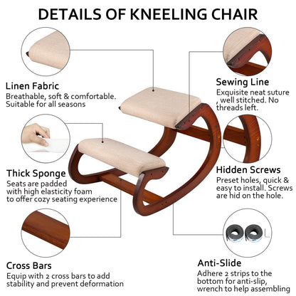Ergonomic Kneeling Chair 220LB Load Capacity Kneeling Desk Chair Stool with Hip Cushion Kneeling Ergonomic Stool for Home Office Good Posture Computer Stool