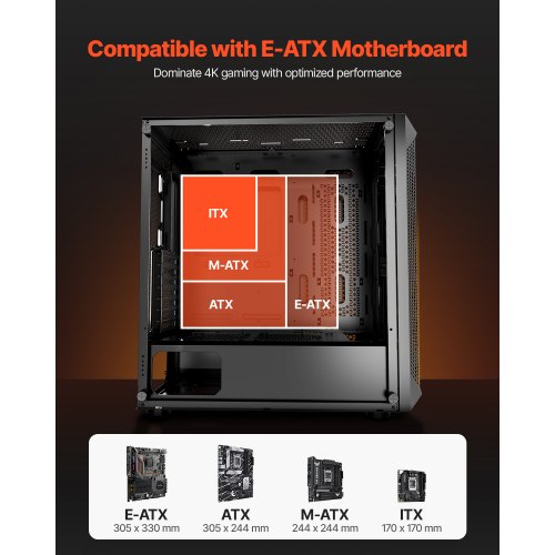 PC-chassi Full-Tower Gaming-datorchassi 3 x 140 mm PWM-fläktar för E-ATX-moderkort |  EU