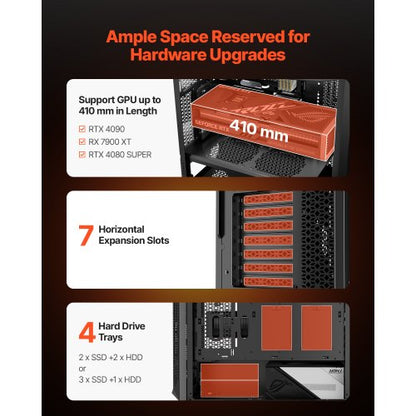 PC-chassi Full-Tower Gaming-datorchassi 3 x 140 mm PWM-fläktar för E-ATX-moderkort |  EU