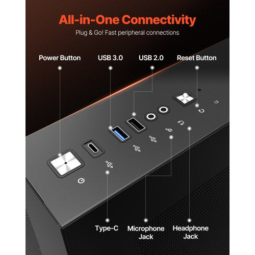 Mid-Tower-ATX-PC-Gehäuse mit zwei Kammern, Gaming-Computergehäuse, kein Lüfter enthalten | EU