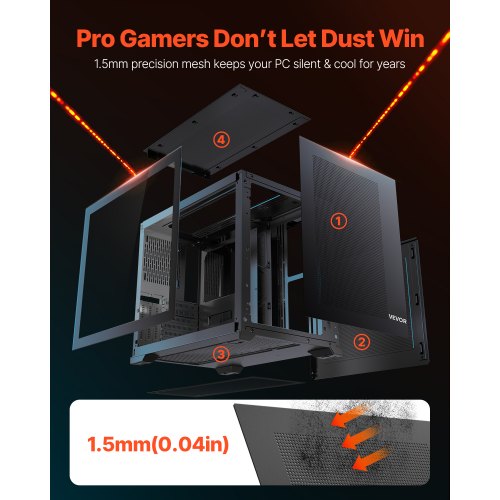 Mid-Tower-ATX-PC-Gehäuse mit zwei Kammern, Gaming-Computergehäuse, kein Lüfter enthalten | EU