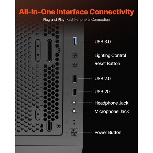 Mid-Tower ATX PC-Gaming-Gehäuse Computergehäuse mit 3 x 120 mm ARGB-Lüftern | EU