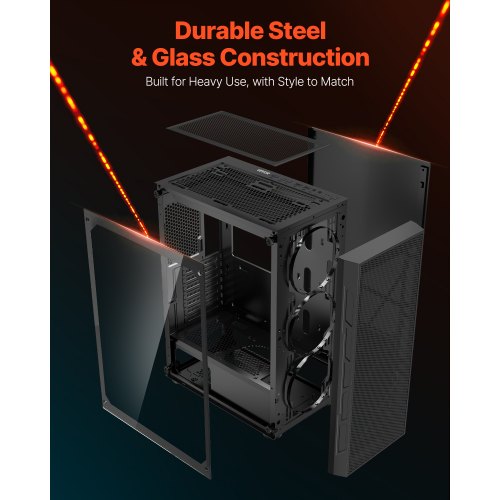 Mid-Tower ATX PC-Gaming-Gehäuse Computergehäuse mit 3 x 120 mm ARGB-Lüftern | EU