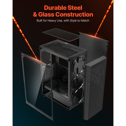 Mid-Tower ATX PC-Gaming-Gehäuse Computergehäuse mit 3 x 120 mm ARGB-Lüftern | EU