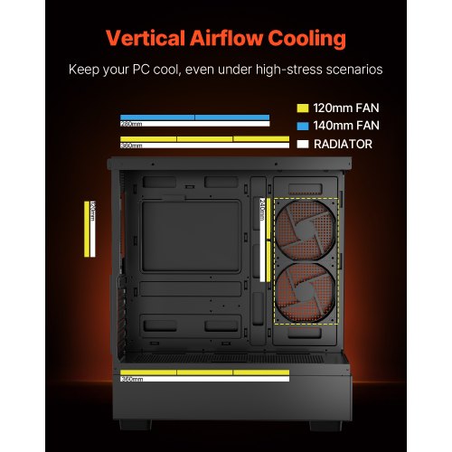 Mid-Tower ATX PC-Gaming-Gehäuse Computergehäuse mit 6 x 120 mm PWM ARGB Lüftern | EU