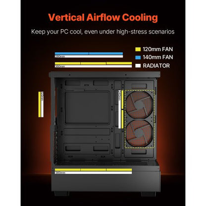 Mid-Tower ATX PC-Gaming-Gehäuse Computergehäuse mit 6 x 120 mm PWM ARGB Lüftern | EU