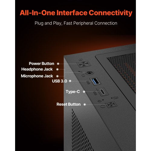 Mid-Tower ATX PC-Gaming-Gehäuse Computergehäuse mit 6 x 120 mm PWM ARGB Lüftern | EU