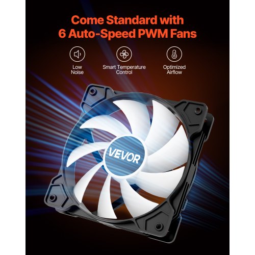 Mid-Tower ATX PC-Gaming-Gehäuse Computergehäuse mit 6 x 120 mm PWM ARGB Lüftern | EU