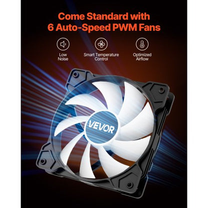 Mid-Tower ATX PC-Gaming-Gehäuse Computergehäuse mit 6 x 120 mm PWM ARGB Lüftern | EU