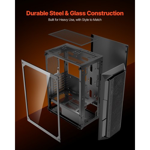 Mid-Tower ATX PC-Gaming-Gehäuse Computergehäuse mit 4 x 120 mm ARGB-Lüftern | EU