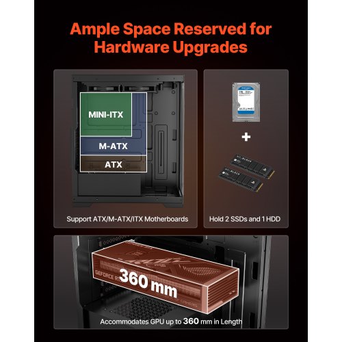 PC Gaming Chassin Mid-Tower datorchassi med 2 x 120 mm fläktar för ATX moderkort |  EU
