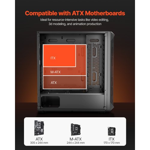 PC-spelchassi Midi-tower-datorchassi 4 x 120 mm fläktar för ATX/M-ATX/ITX |  EU