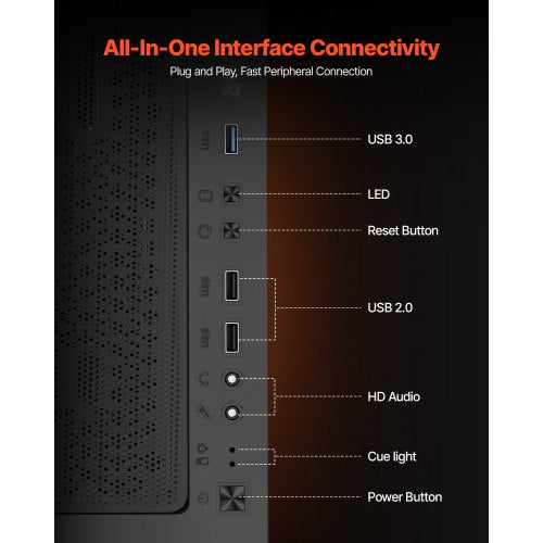 PC-spelchassi Midi-tower-datorchassi 4 x 120 mm fläktar för ATX/M-ATX/ITX |  EU