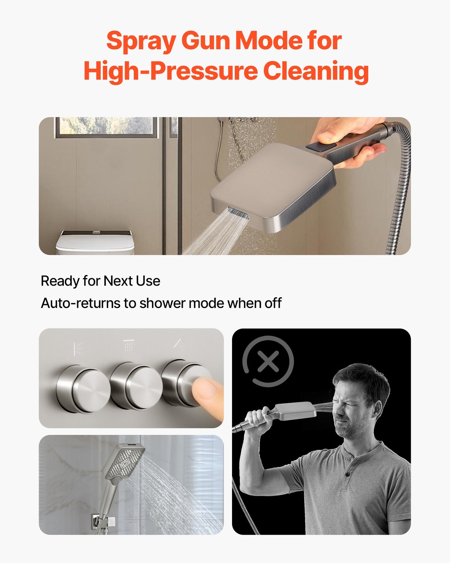 Shower Faucet Set, 12 Inch Ceiling Mount Rainfall Shower System with 6 Inch Wall Mount Head and 4 in 1 Handheld Spray, Rotatable 3-Function Dual Rain Head Brass Valve & Trim Kit, Brushed Nickel