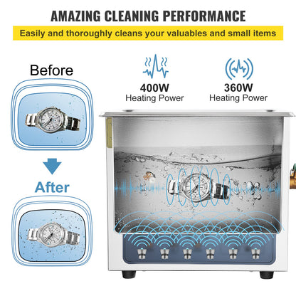 Ultrasonic Cleaner, 36KHz~40KHz Adjustable Frequency, 15L 220V, Ultrasonic Cleaning Machine with Digital Timer and Heater, Lab Sonic Cleaner for Jewelry Watch Glasses Coins, FCC/CE/RoHS Listed