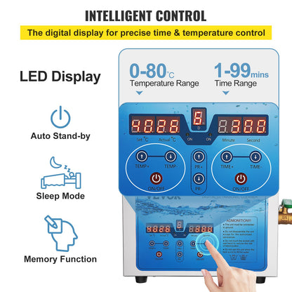 Ultrasonic Cleaner, 36KHz~40KHz Adjustable Frequency, 6L 220V, Ultrasonic Cleaning Machine with Digital Timer and Heater, Lab Sonic Cleaner for Jewelry Watch Glasses Coins, FCC/CE/RoHS Listed