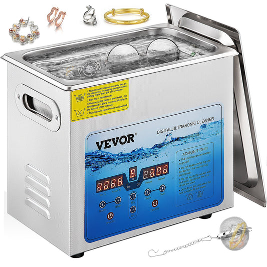 Ultrasonic Cleaner, 36KHz~40KHz Adjustable Frequency, 6L 220V, Ultrasonic Cleaning Machine with Digital Timer and Heater, Lab Sonic Cleaner for Jewelry Watch Glasses Coins, FCC/CE/RoHS Listed