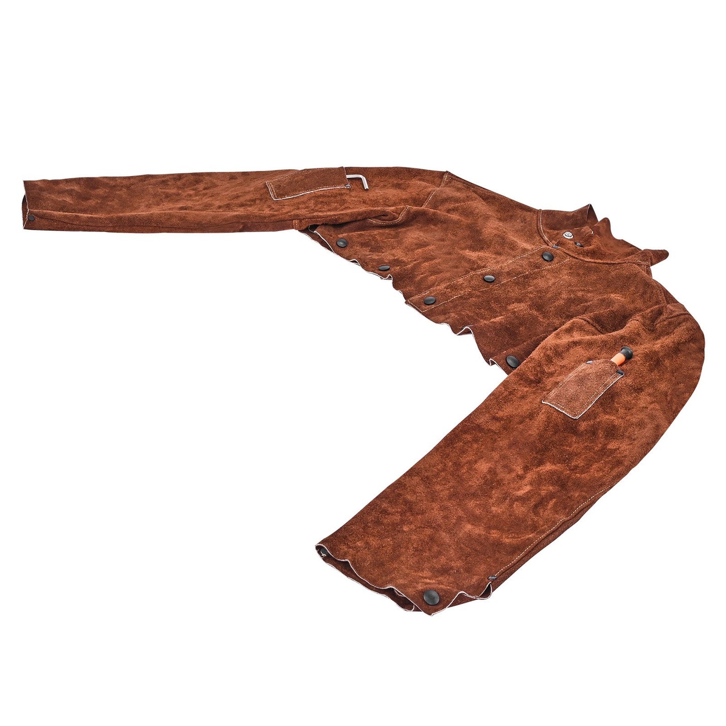 Leather Welding Cape Sleeve, Heavy Duty Flame Resistant Cowhide Safety Cape Sleeves for Men Women, Heat-Resistant for Welding, Blacksmithing, Woodworking, Gardening, L-Size