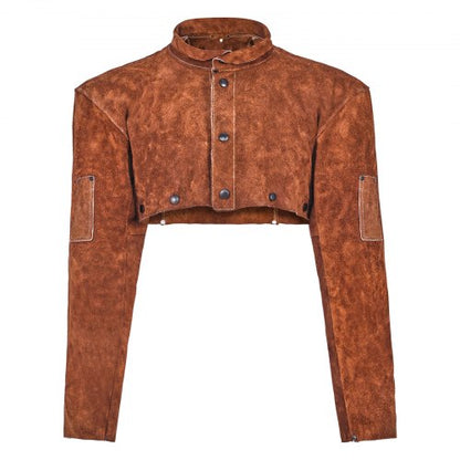 Leather Welding Cape Sleeve, Heavy Duty Flame Resistant Cowhide Safety Cape Sleeves for Men Women, Heat-Resistant for Welding, Blacksmithing, Woodworking, Gardening, XL-Size