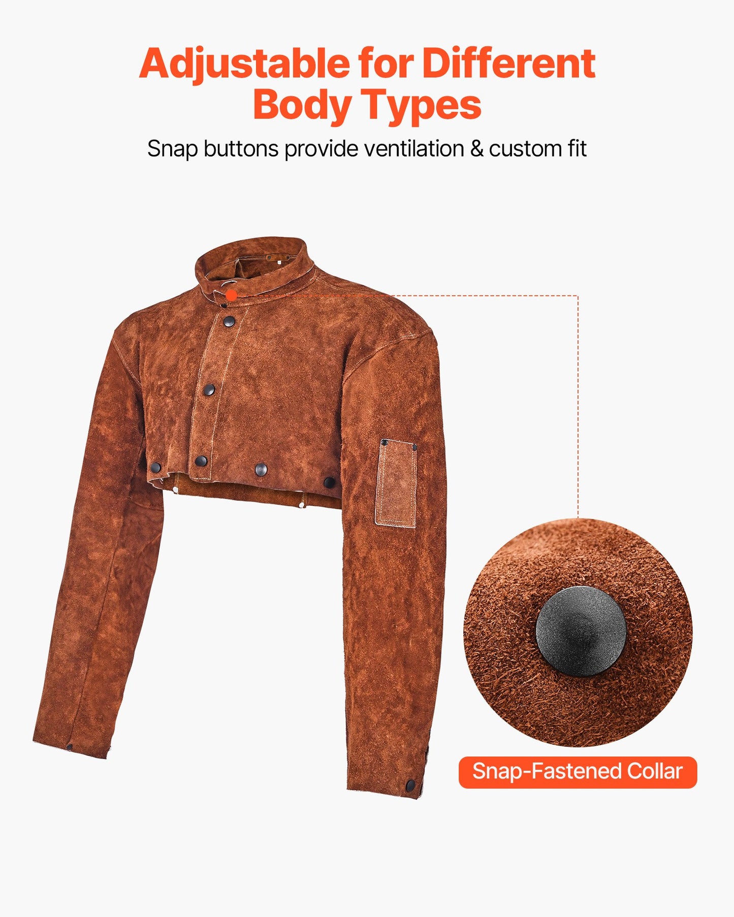 Leather Welding Cape Sleeve, Heavy Duty Flame Resistant Cowhide Safety Cape Sleeves for Men Women, Heat-Resistant for Welding, Blacksmithing, Woodworking, Gardening, XL-Size