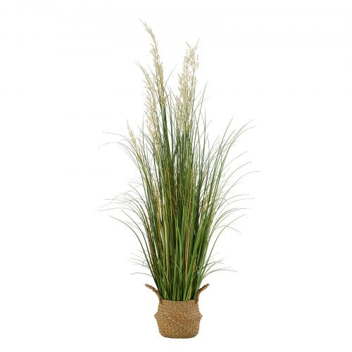 Artificial Grass Plant, 47 inch Reed Flower Grass in Pot, Premium PVC Faux Fake Greenery Shrubs Plant for Indoor Outdoor House Home Garden Office Room Décor, Housewarming, 1 Pack Green