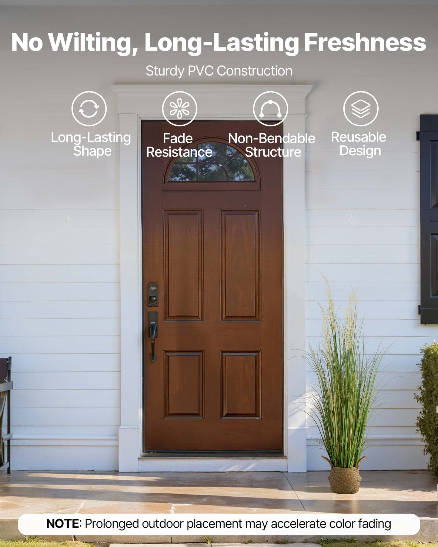 Artificial Grass Plant, 47 inch Reed Flower Grass in Pot, Premium PVC Faux Fake Greenery Shrubs Plant for Indoor Outdoor House Home Garden Office Room Décor, Housewarming, 1 Pack Green