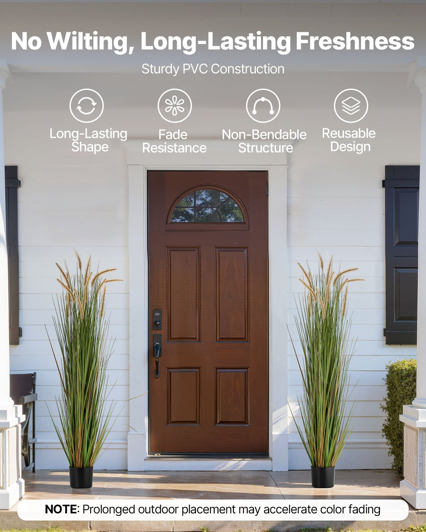 Artificial Grass Plant, 2 Pack 59 inch Horsetail Reed Grass in Pot, Premium PVC Faux Fake Greenery Shrubs Plant for Indoor Outdoor House Home Garden Office Room Décor, Housewarming, Green