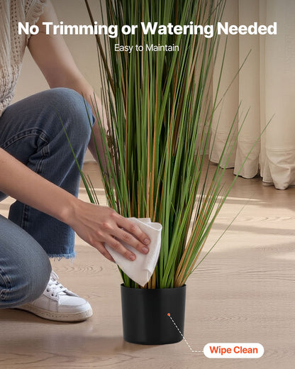 Artificial Grass Plant, 2 Pack 59 inch Horsetail Reed Grass in Pot, Premium PVC Faux Fake Greenery Shrubs Plant for Indoor Outdoor House Home Garden Office Room Décor, Housewarming, Green