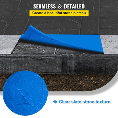 Concrete Texturing Skin, 24\"x24\" Concrete Stamps Mats Set, Polyurethane Concrete Stamping Mats, Slate Concrete Stamps, 4 PCS Realistic Concrete Texture Mat, Concrete Stamps for Walls/Floors