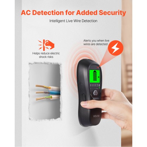 Regeldetektor Väggskanner, 5 i 1, Elektronisk Väggregeldetektor med Smart Sensor, HD LCD-Display och Ljudlarm, för mitten och kanten av metall, AC-ledning, Bjälkar, Rör, Svart |  EU